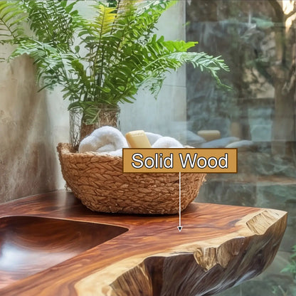 Averra Live Edge Solid Wood Floating Bathroom Vanity with Integrated Sink Lynnsnail