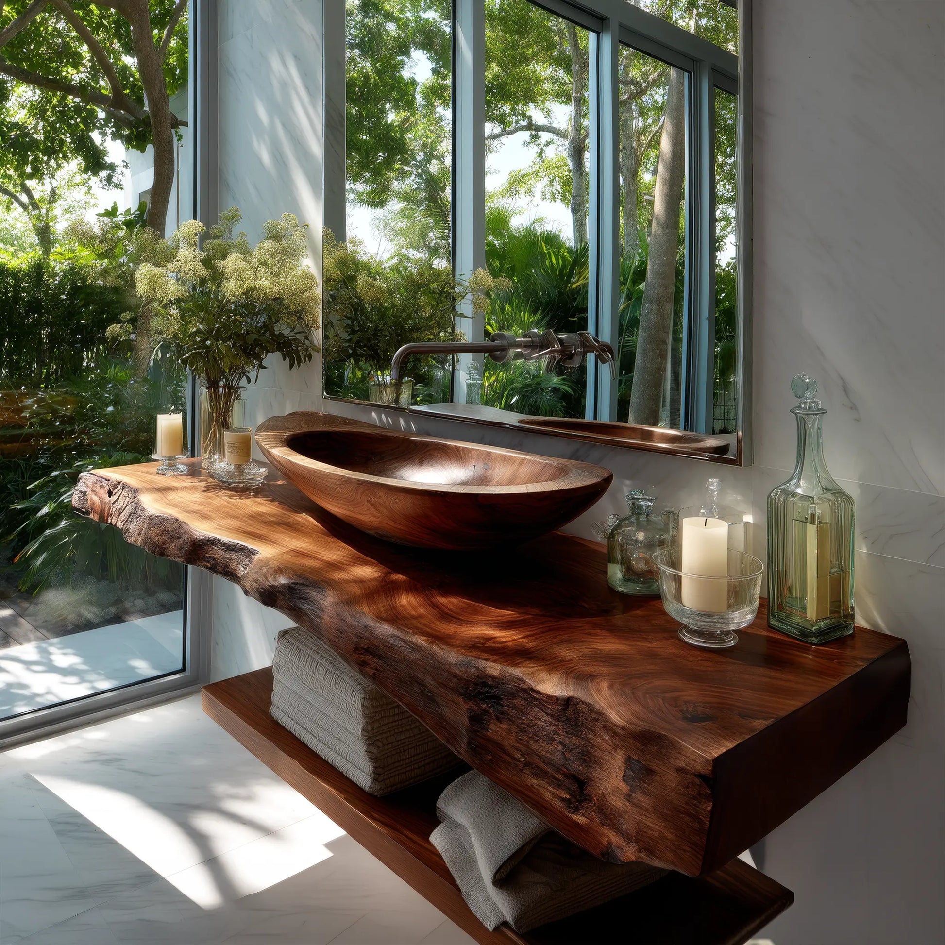 Avrelis Live Edge Solid Wood Floating Bathroom Vanity SPA900423 Lynnsnail