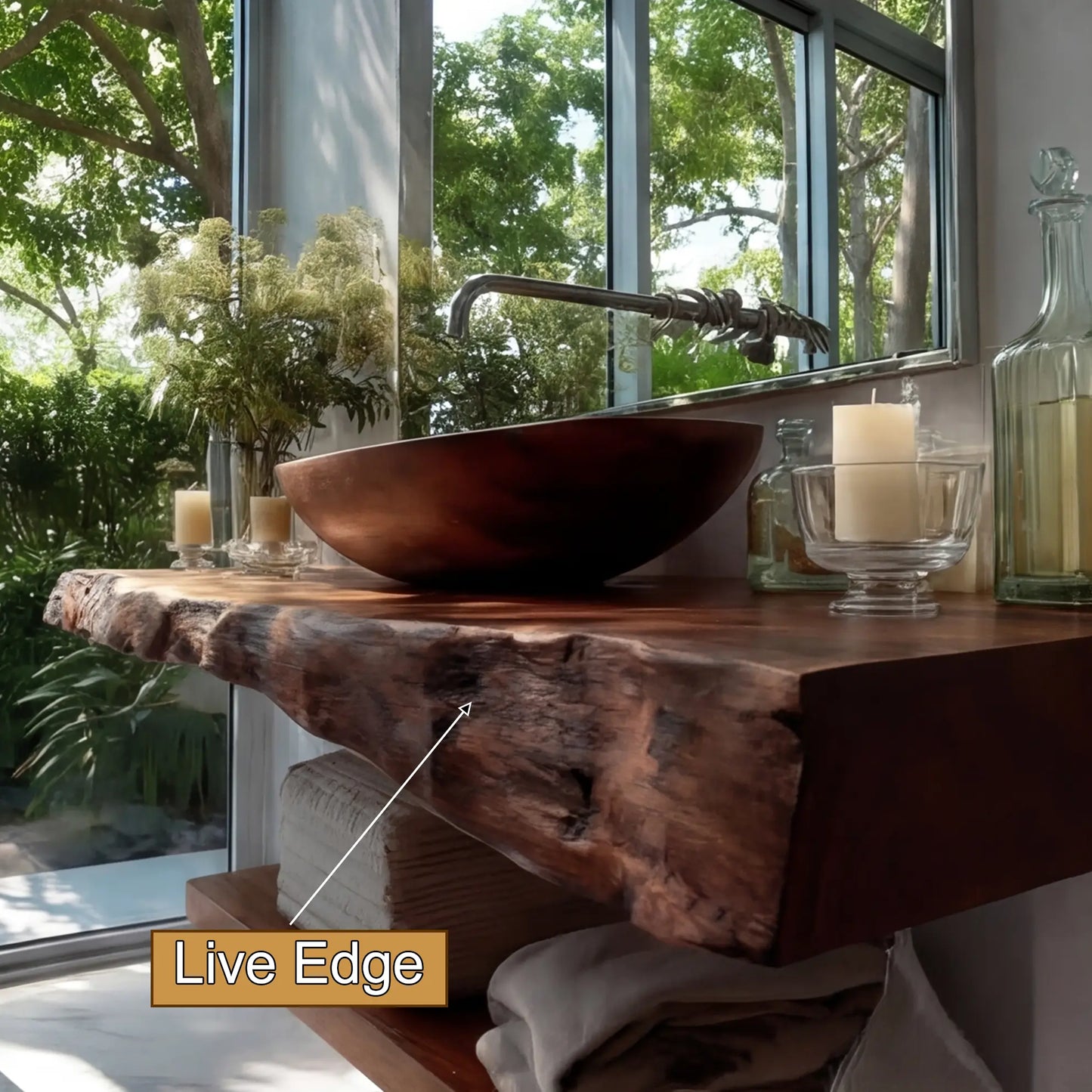 Avrelis Live Edge Solid Wood Floating Bathroom Vanity SPA900423 Lynnsnail