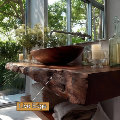 Avrelis Live Edge Solid Wood Floating Bathroom Vanity SPA900423 Lynnsnail