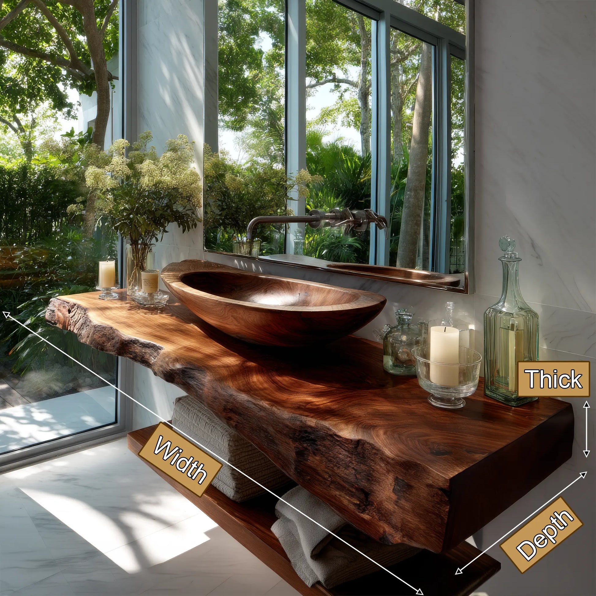 Avrelis Live Edge Solid Wood Floating Bathroom Vanity SPA900423 Lynnsnail