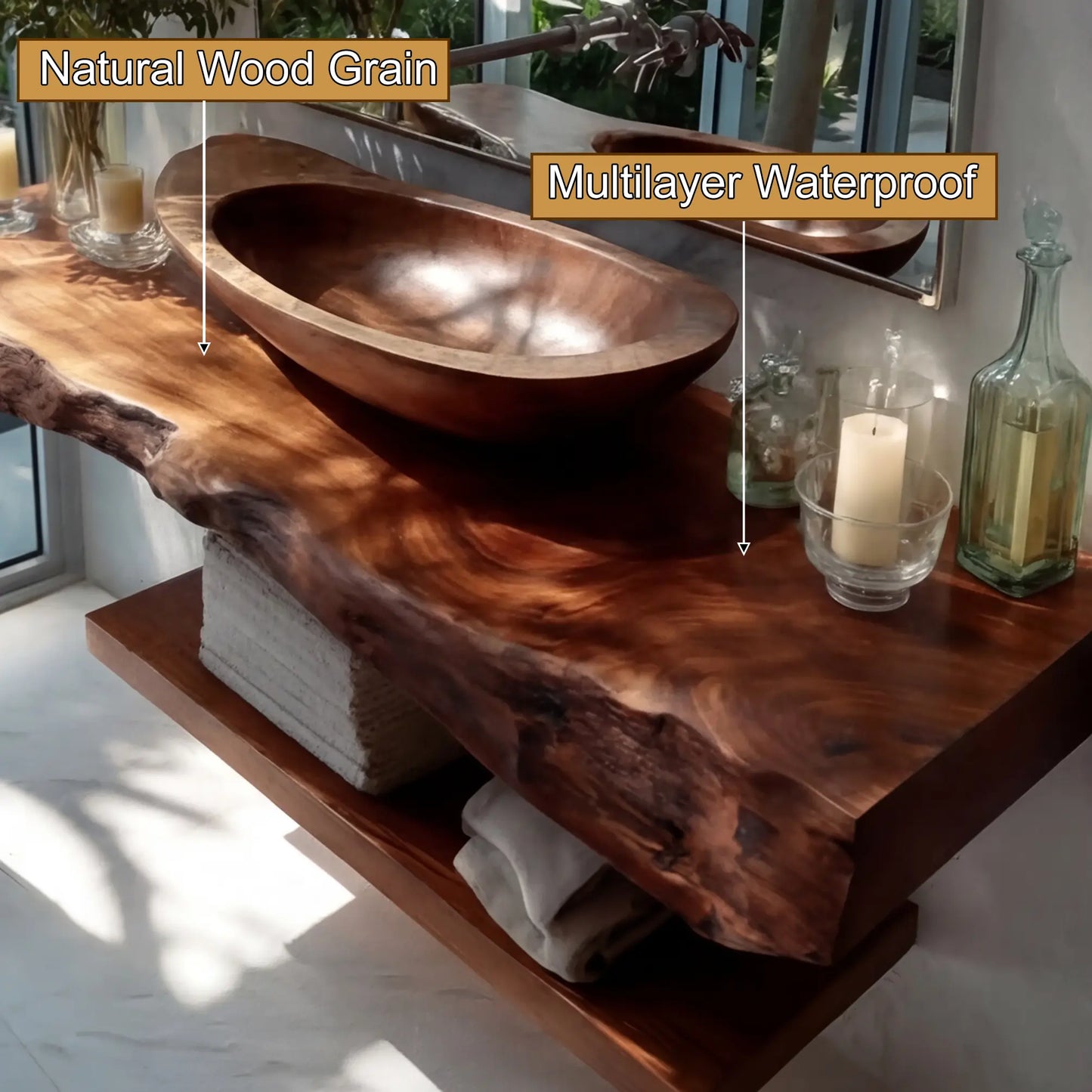 Avrelis Live Edge Solid Wood Floating Bathroom Vanity SPA900423 Lynnsnail