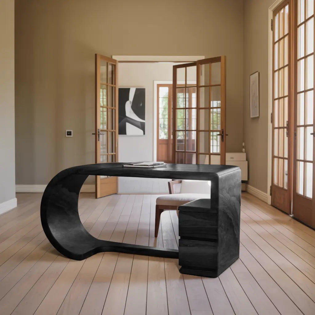 Curved Sculptural Desk With Fluid Form For Home Office And Studio Lynnsnail