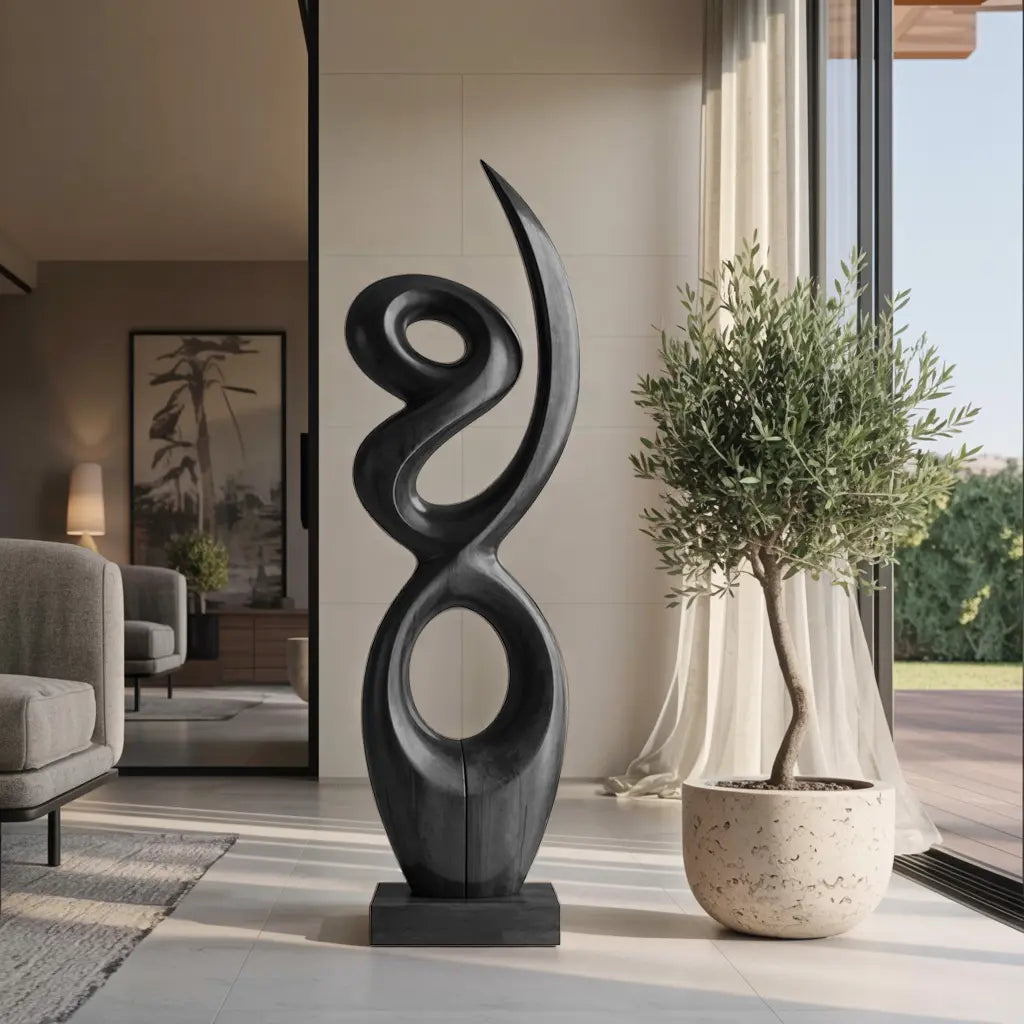 Handcrafted Wooden Abstract Sculpture For Living Room Lynnsnail