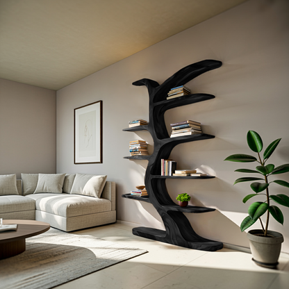 Modern Bookshelf Tree Inspired Curved Design For Living Room Lynnsnail