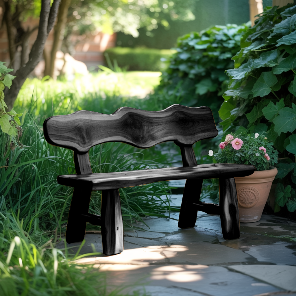 Rustic Garden Bench Live Edge Outdoor Seating For Patio Courtyard And Backyard Lynnsnail
