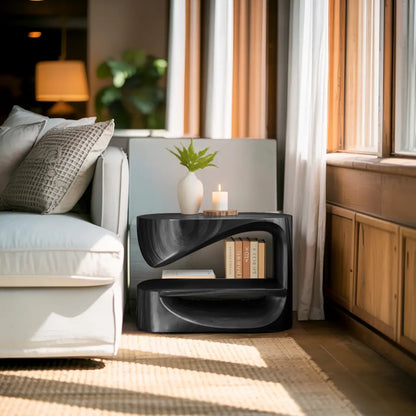 Modern Curved Nightstand With Open Shelf For Minimalist Rooms Lynnsnail