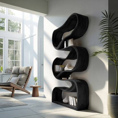 Modern Sculptural Bookcase Statement Design For Hallway Lynnsnail