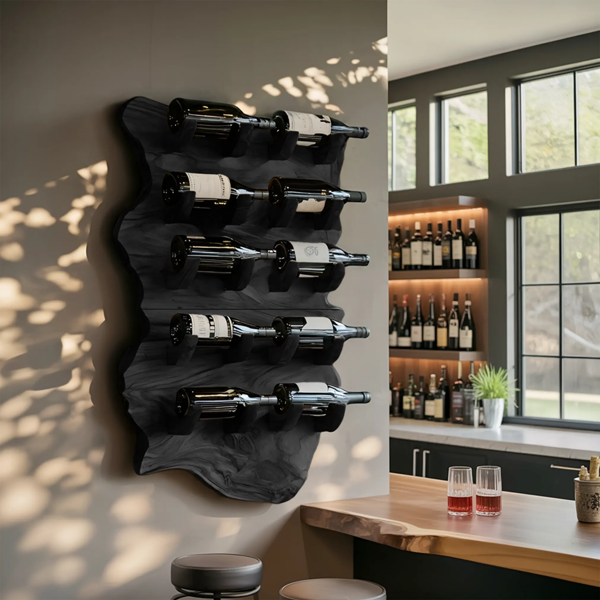 Farmhouse Wooden Live Edge Wine Holder For Furniture Decor Lynnsnail