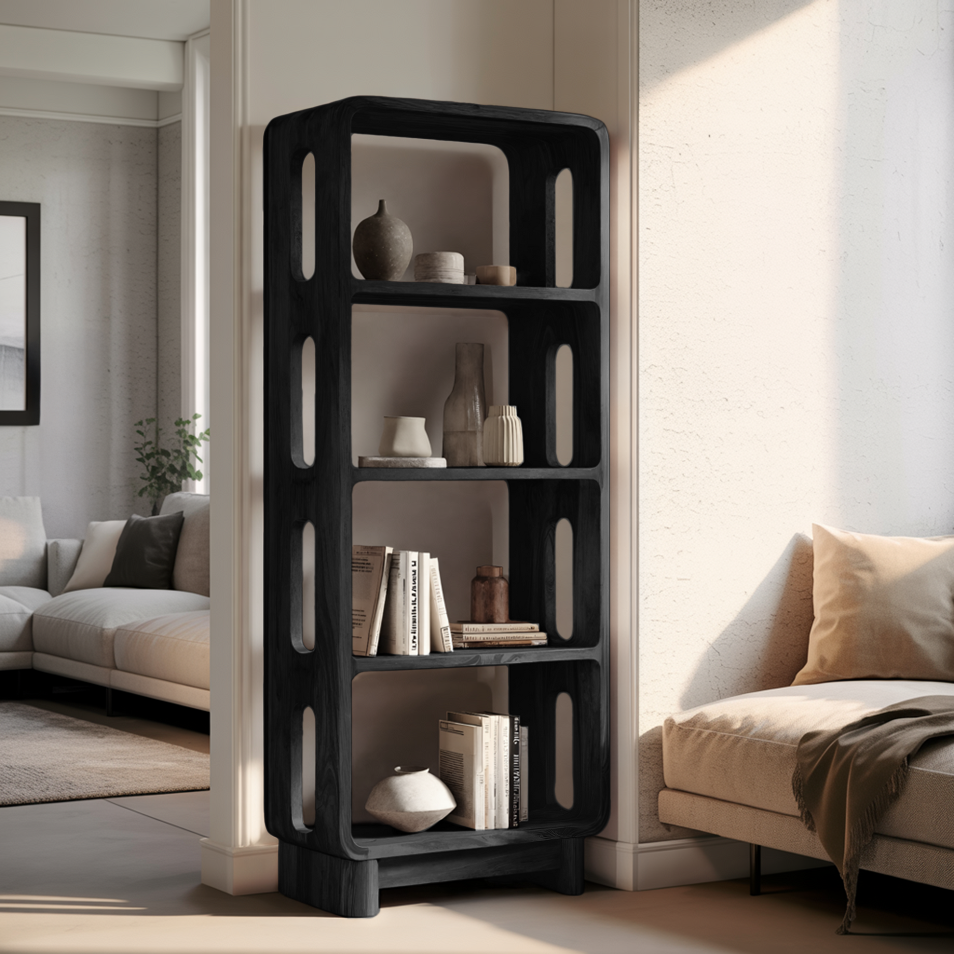 Contemporary Tall Bookshelf For Living Or Bedroom Lynnsnail