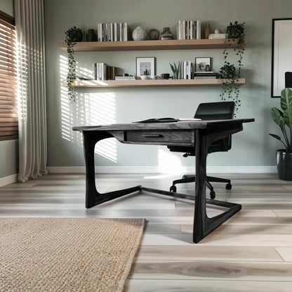 Mid Century Modern Desk With Drawer For Home Office And Workspace Lynnsnail