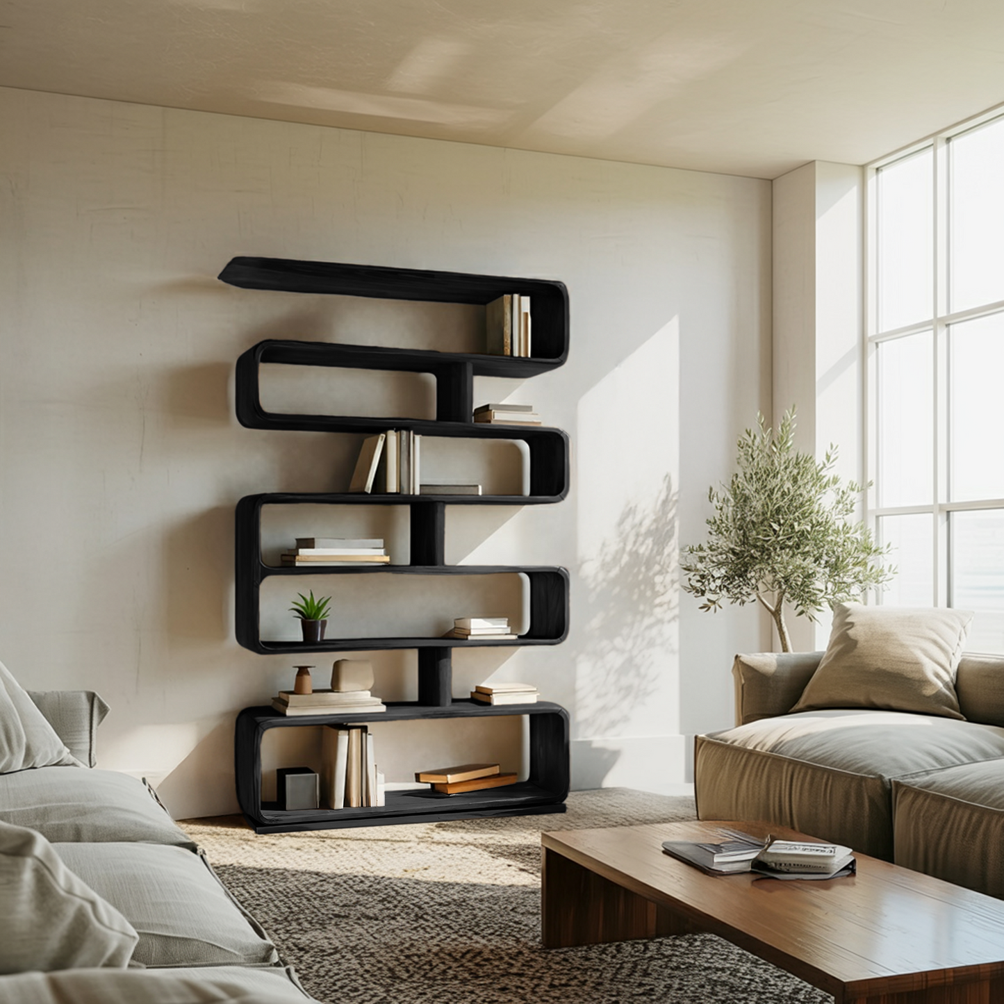 Modern Bookcase Freestanding Shelving Unit For Home Organization Lynnsnail