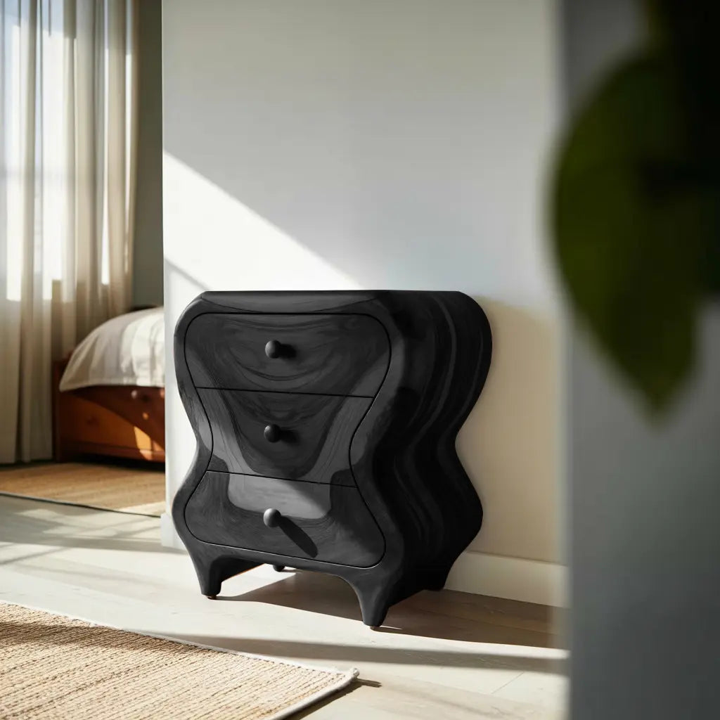 Sculptural Cabinet With Organic Curves And Drawers For Bedroom And Entryway Lynnsnail