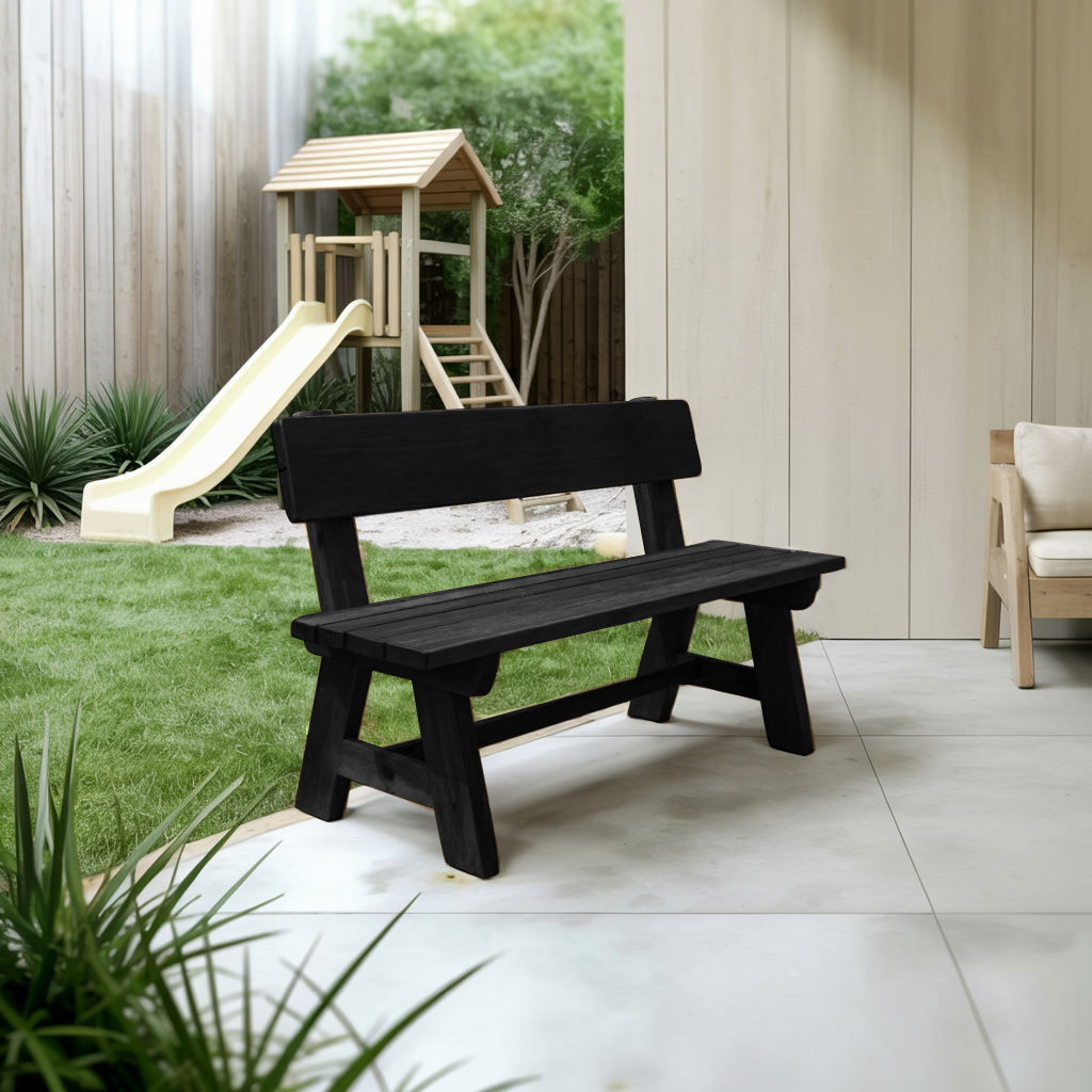 Rustic Garden Bench With Backrest For Patio Or Porch Lynnsnail