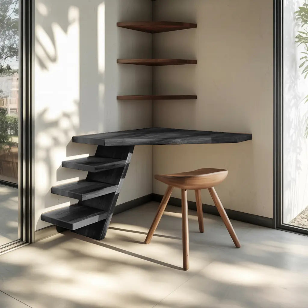 Minimalist Floating Corner Desk With Shelves For Small Home Office Workspace Lynnsnail