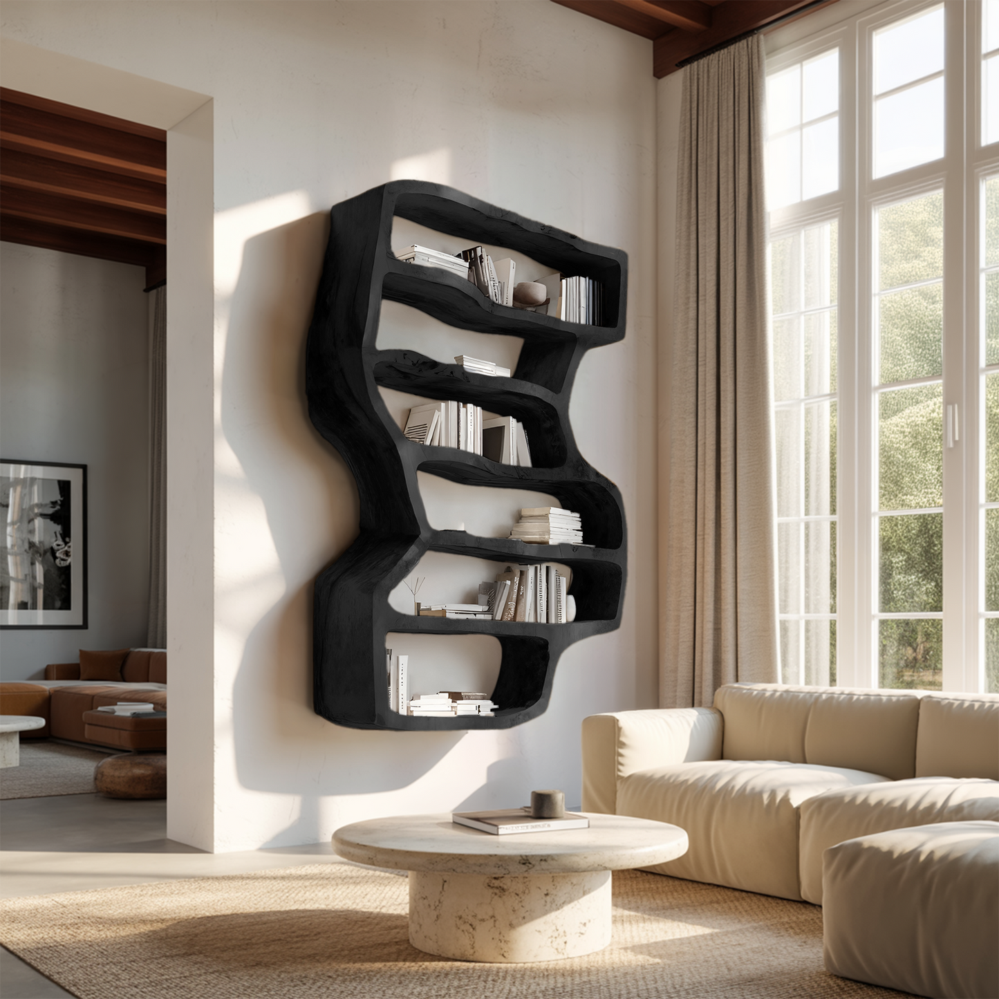 Organic Sculptural Wall Bookcase For Living Room Decor Lynnsnail