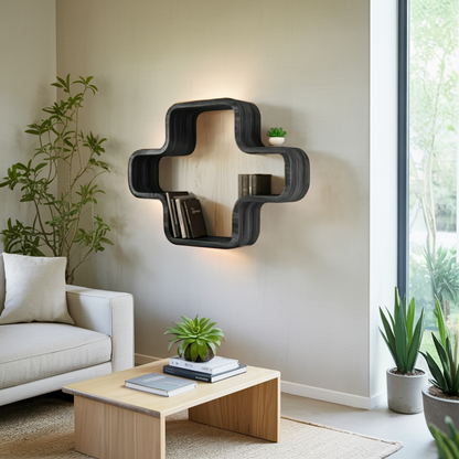 Modern Geometric Wall Mounted Bookshelf For Living Room And Office Lynnsnail