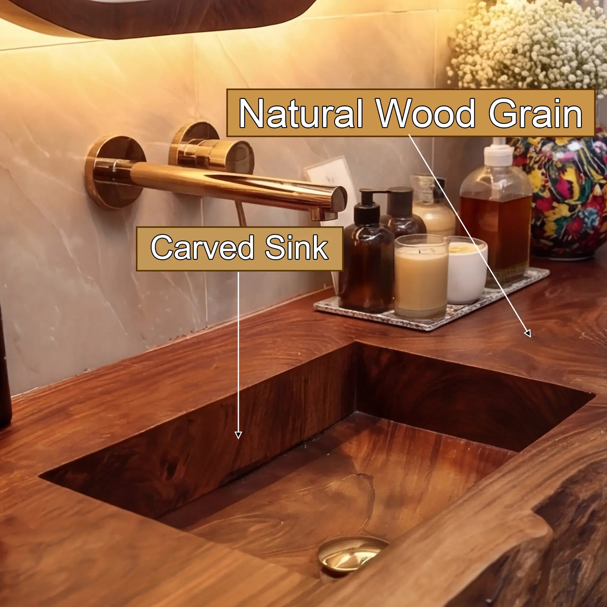 Bravion Live Edge Solid Wood Floating Bathroom Vanity with Integrated Sink SPA912538 Lynnsnail