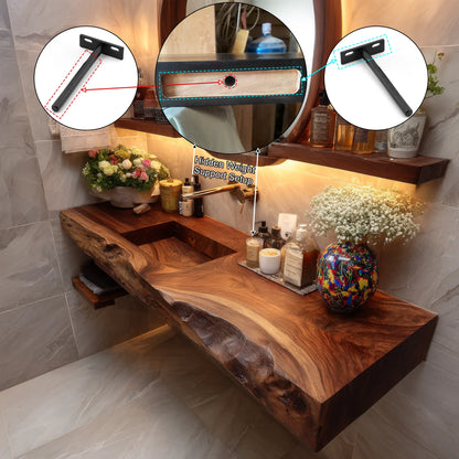 Bravion Live Edge Solid Wood Floating Bathroom Vanity with Integrated Sink SPA912538 Lynnsnail