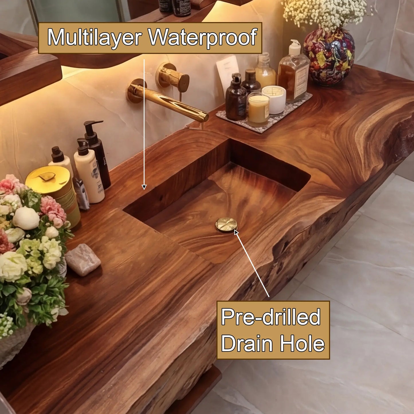 Bravion Live Edge Solid Wood Floating Bathroom Vanity with Integrated Sink SPA912538 Lynnsnail