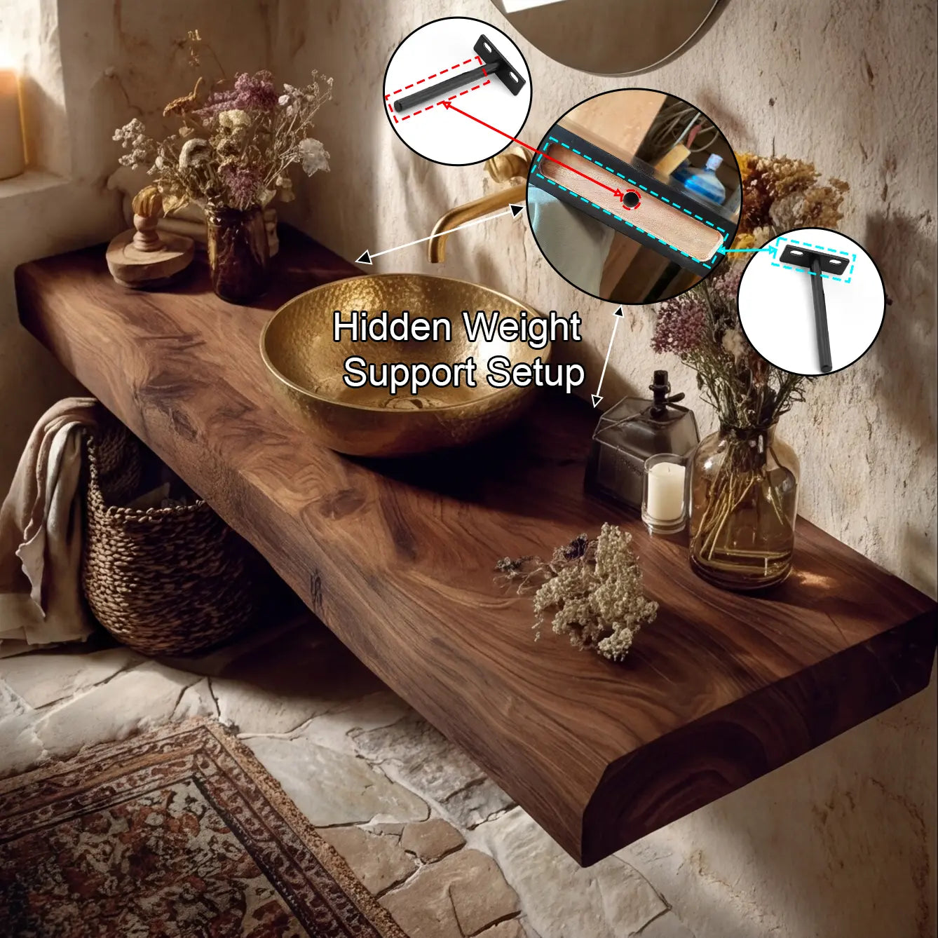 Bravon Solid Wood Floating Bathroom Vanity SPA120266 Lynnsnail