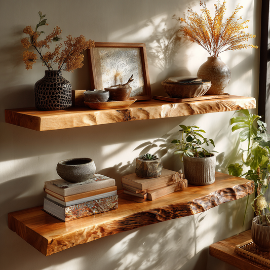 Brivena Live Edge Solid Wood Floating Shelf SPA945128