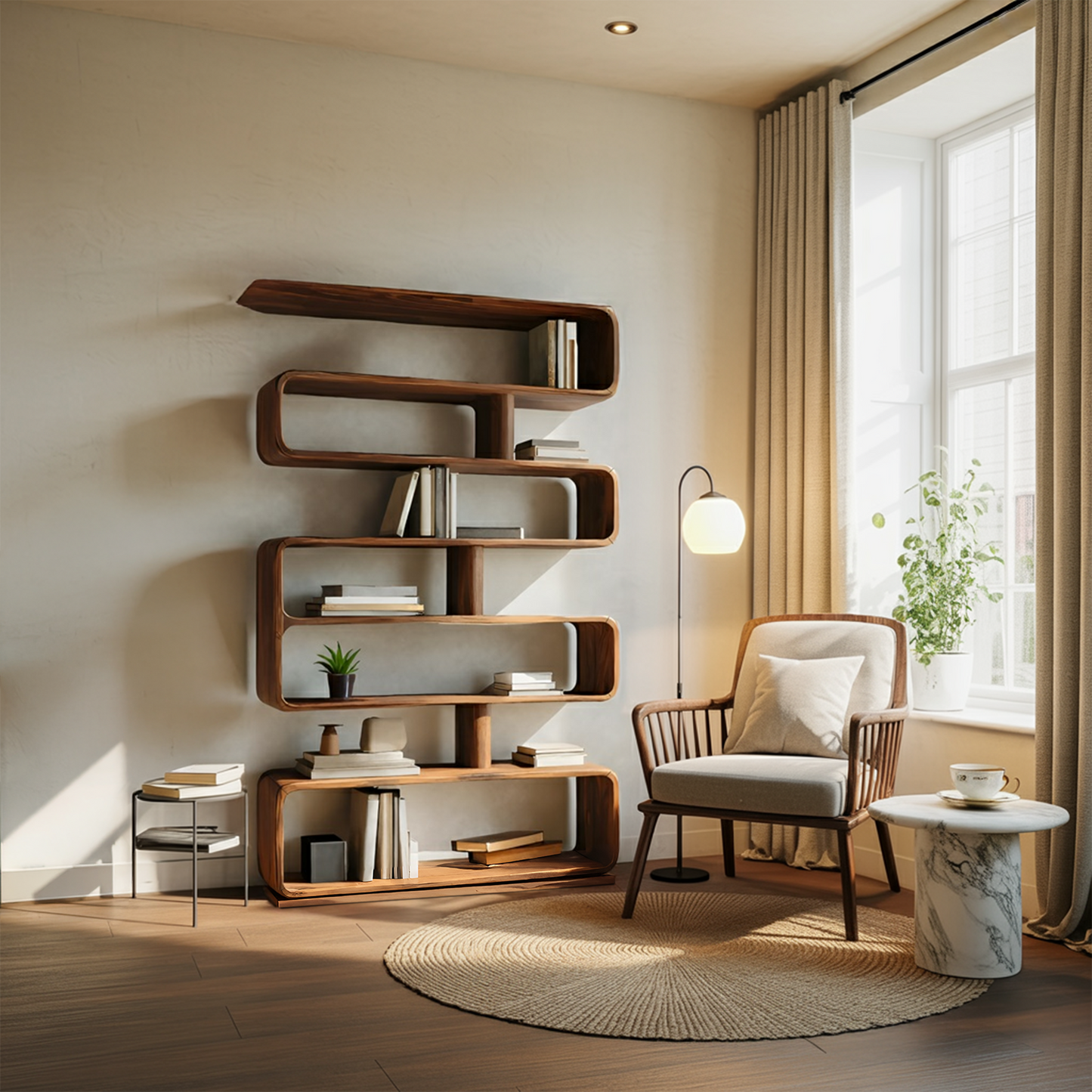 Modern Bookcase Freestanding Shelving Unit For Home Organization Lynnsnail