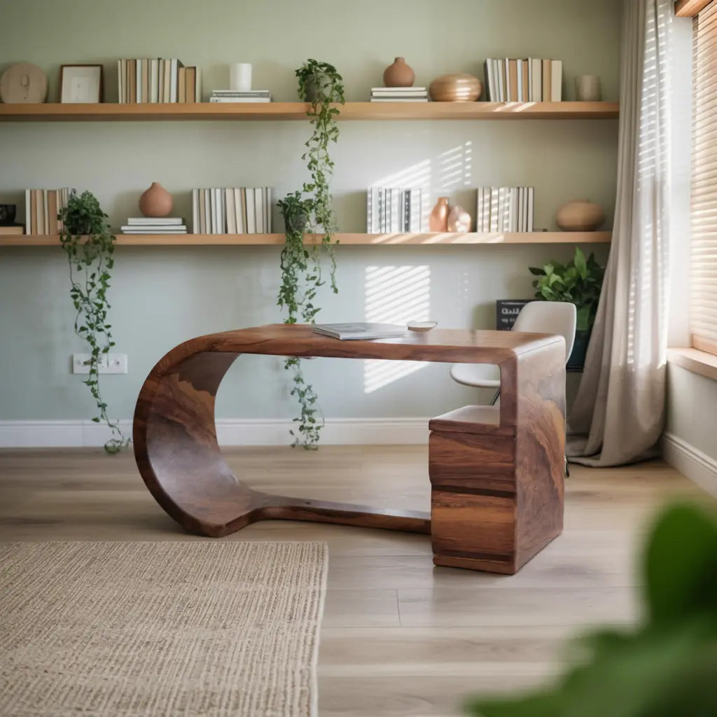 Curved Sculptural Desk With Fluid Form For Home Office And Studio Lynnsnail
