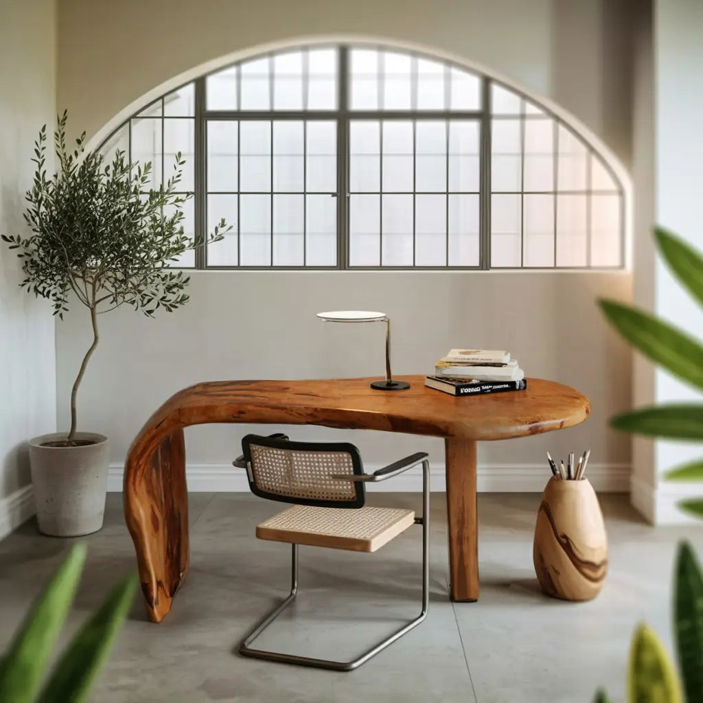 Live Edge Desk With Organic Curved Design For Home Office And Workspace Lynnsnail