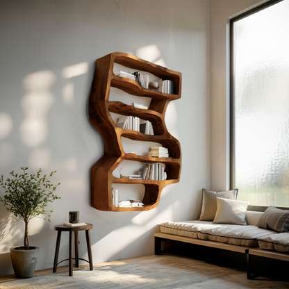 Organic Sculptural Wall Bookcase For Living Room Decor Lynnsnail
