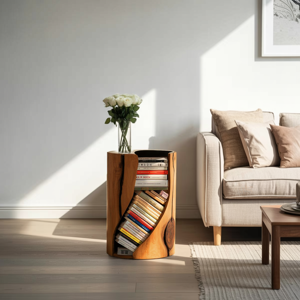 Modern Organic Bookcase With Accent Design For Living Room Lynnsnail