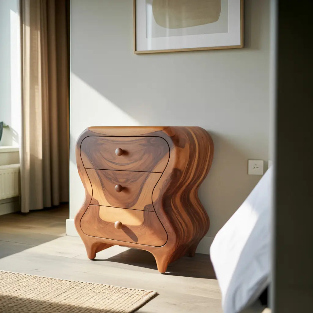 Sculptural Cabinet With Organic Curves And Drawers For Bedroom And Entryway Lynnsnail