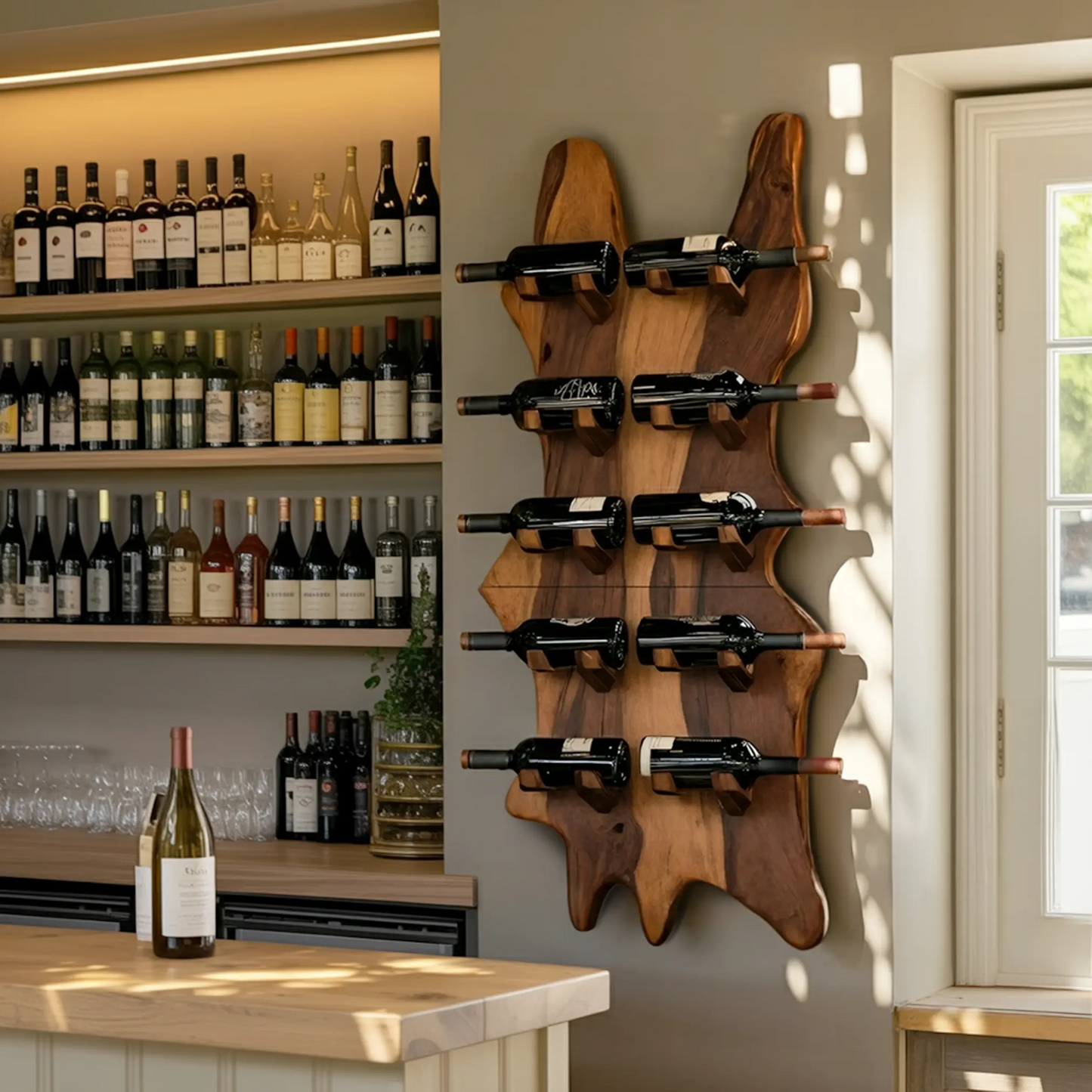 Modern Solid Wood Wine Rack For Bar Decor And Home Display Lynnsnail