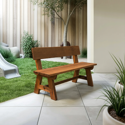 Rustic Garden Bench With Backrest For Patio Or Porch Lynnsnail