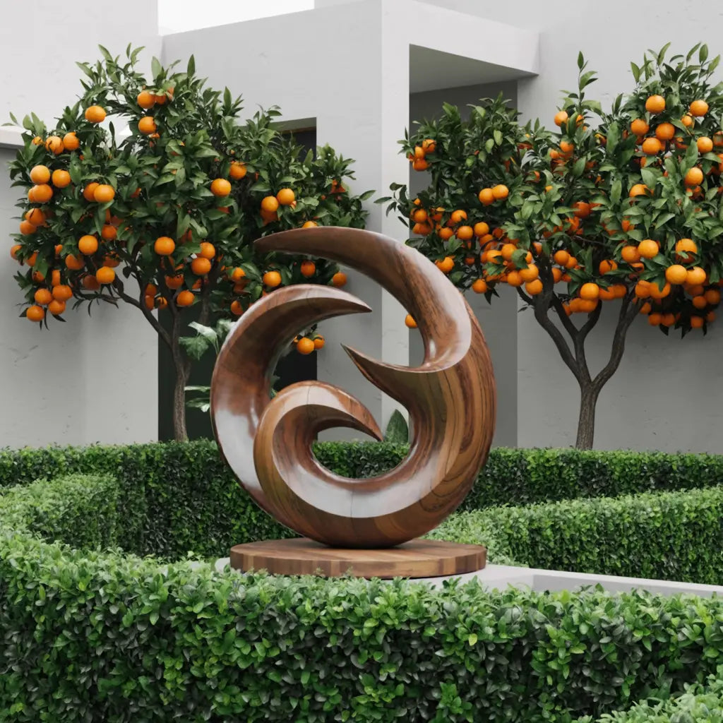Farmhouse Abstract Wooden Sculpture For Living Room Lynnsnail