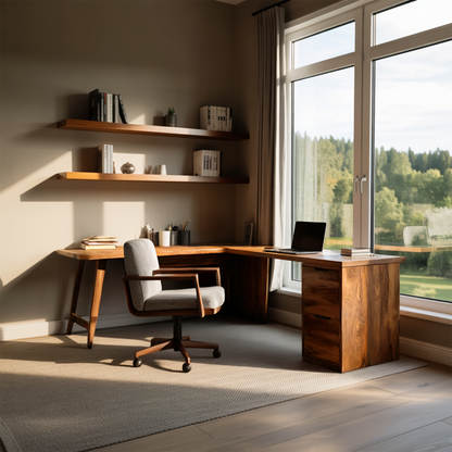 Luxury L Shaped Desk With Drawer For Home Office Lynnsnail