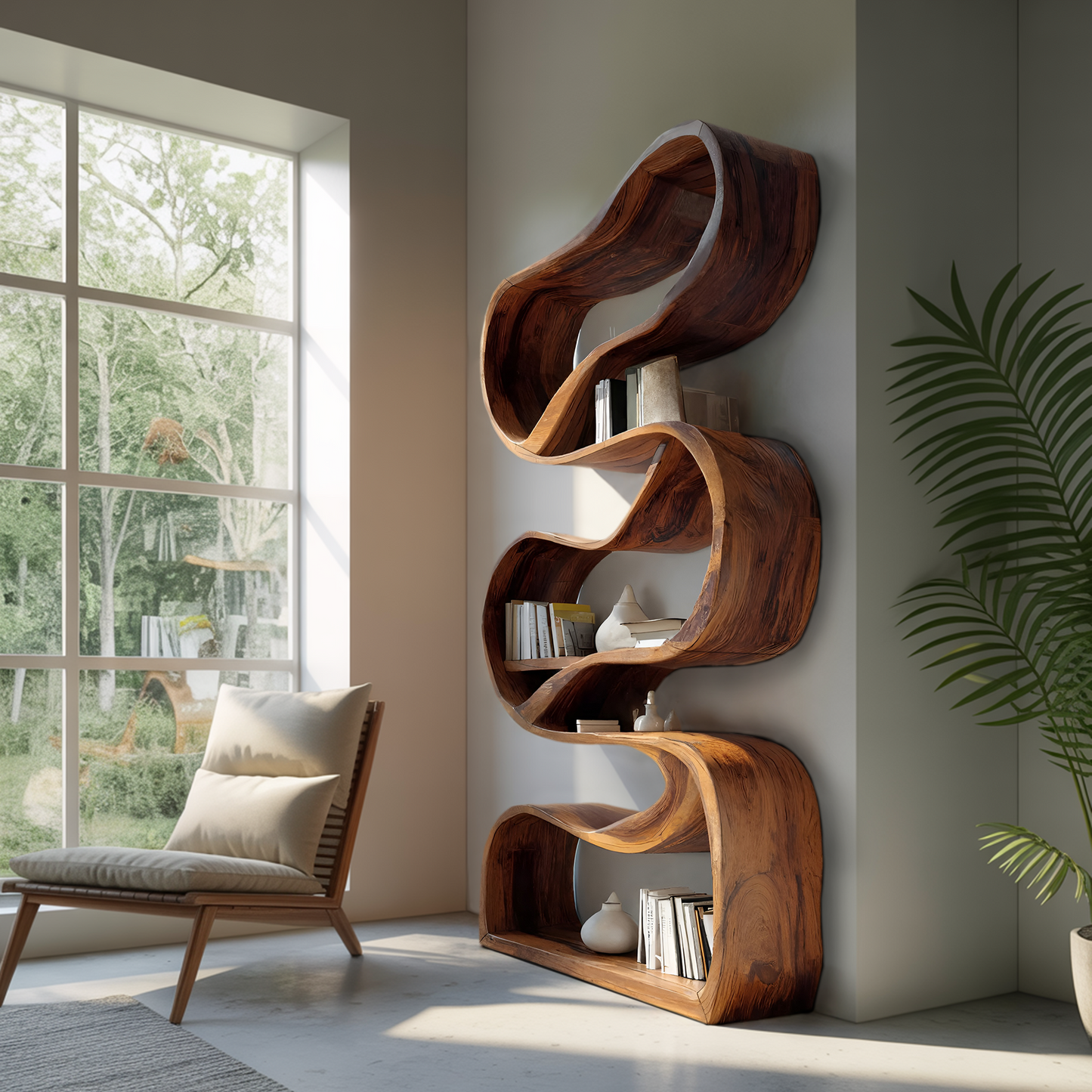Modern Sculptural Bookcase Statement Design For Hallway Lynnsnail