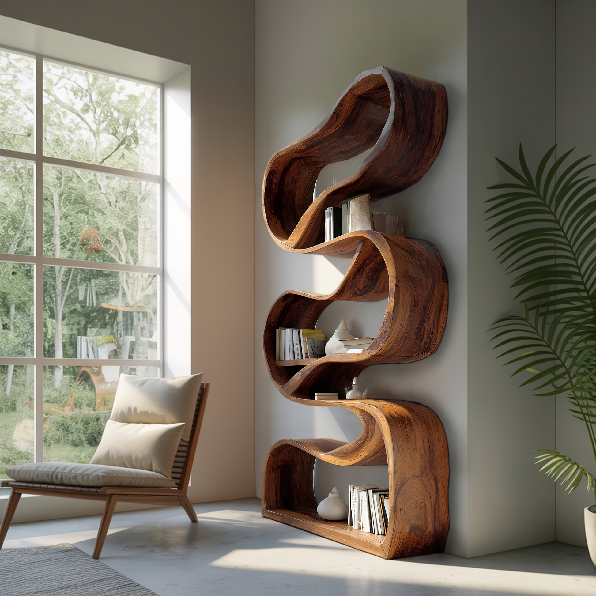 Modern Sculptural Bookcase Statement Design For Hallway Lynnsnail