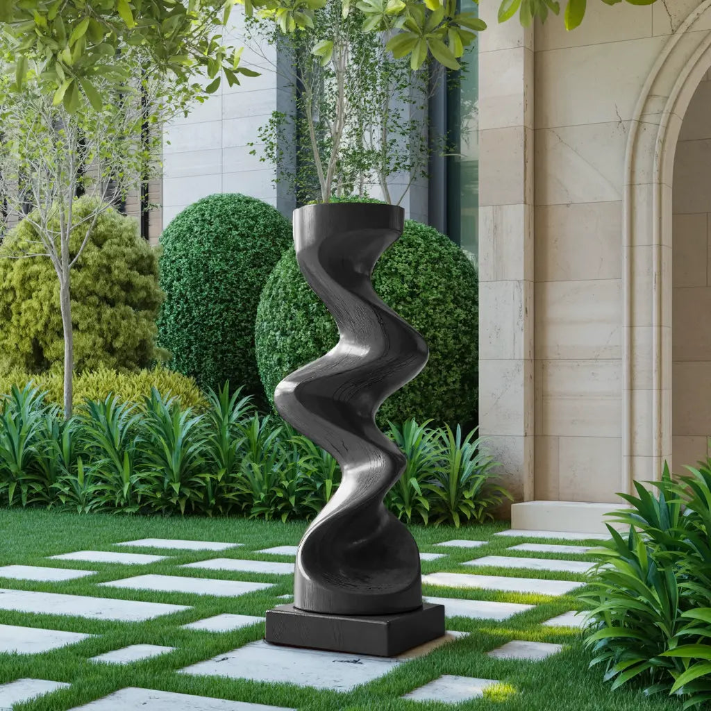 Rustic Solid Wood Abstract Sculpture For Patio Design Lynnsnail