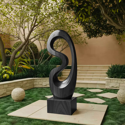 Rustic Solid Wood Abstract Statue For Interior Design Lynnsnail