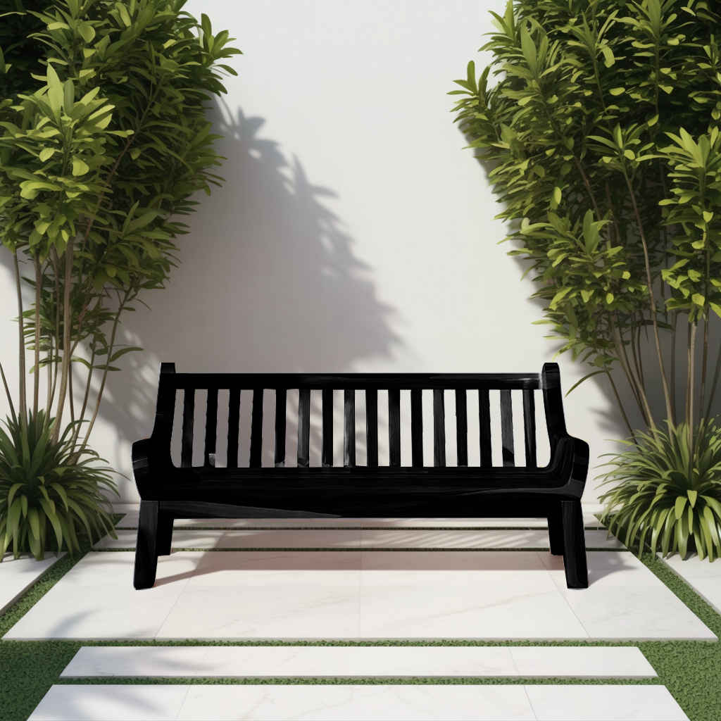 Contemporary Outdoor Wooden Bench With Curved Armrests For Garden Or Porch Lynnsnail