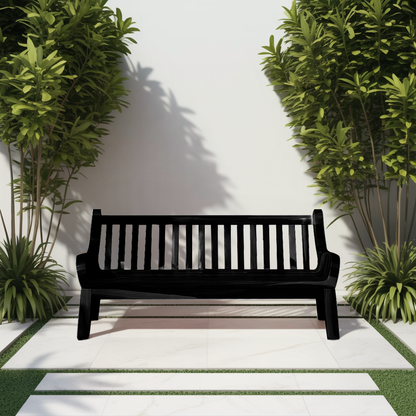 Contemporary Outdoor Wooden Bench With Curved Armrests For Garden Or Porch Lynnsnail