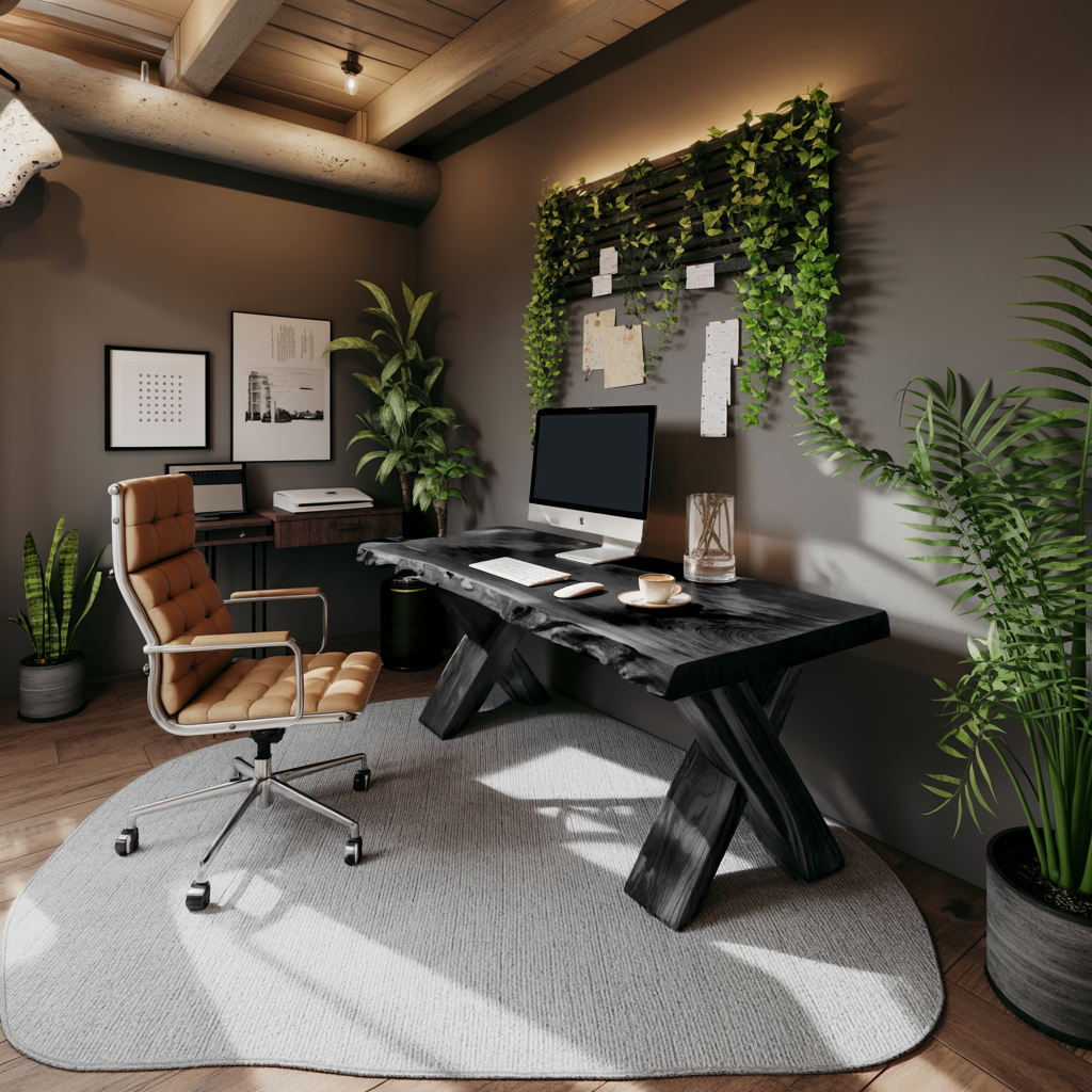 Live Edge Wooden Desk With X Legs For Rustic Home Office Or Studio Lynnsnail