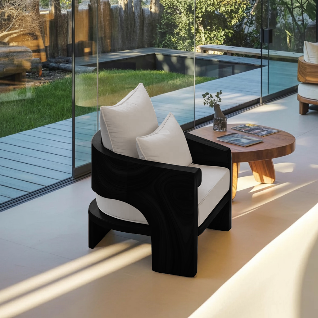 Curved Outdoor Wood Lounge Chair For Patio Or Balcony Lynnsnail