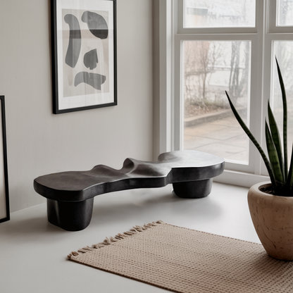 Contemporary Sculptural Wood Bench For Modern Living Room Or Gallery Lynnsnail