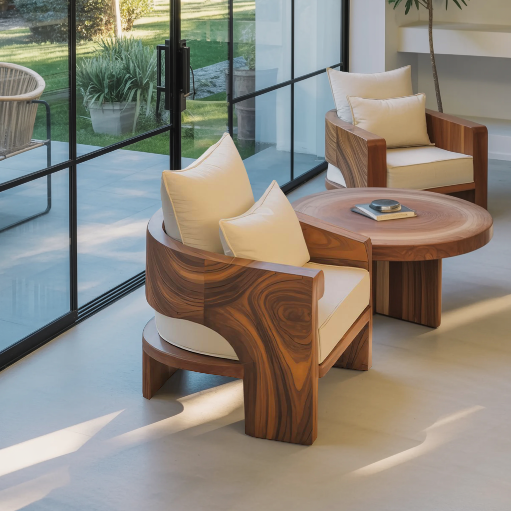 Curved Outdoor Wood Lounge Chair For Patio Or Balcony Lynnsnail
