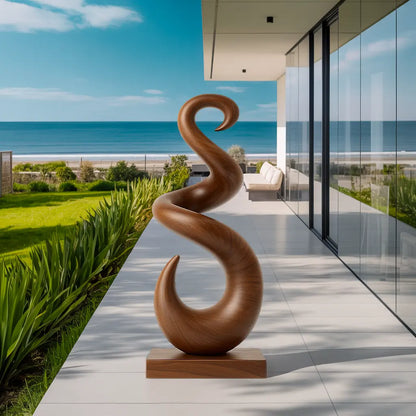 Hand Carved Abstract Wooden Sculpture For Yard Decor Lynnsnail