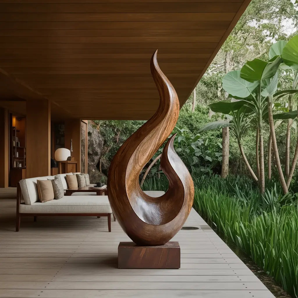 Handcrafted Abstract Wood Statue For Home Accent Lynnsnail