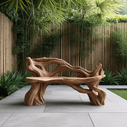 Handcrafted Branch Bench Outdoor Decor For Hand Carved Gardens Lynnsnail