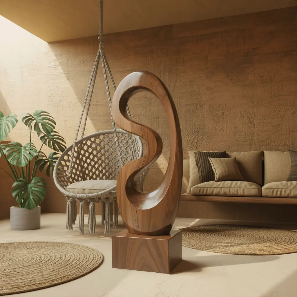Rustic Solid Wood Abstract Statue For Interior Design Lynnsnail